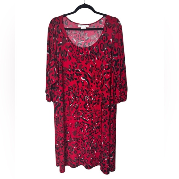 Pennington's In Every Story Animal Print Shirt Dress Red - Picture 1 of 7